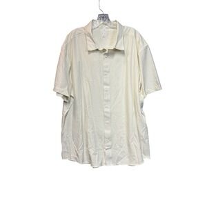 Stylus Mens XXL White Gold Triangle Geometric Short Sleeve Button Down Shirt NWT